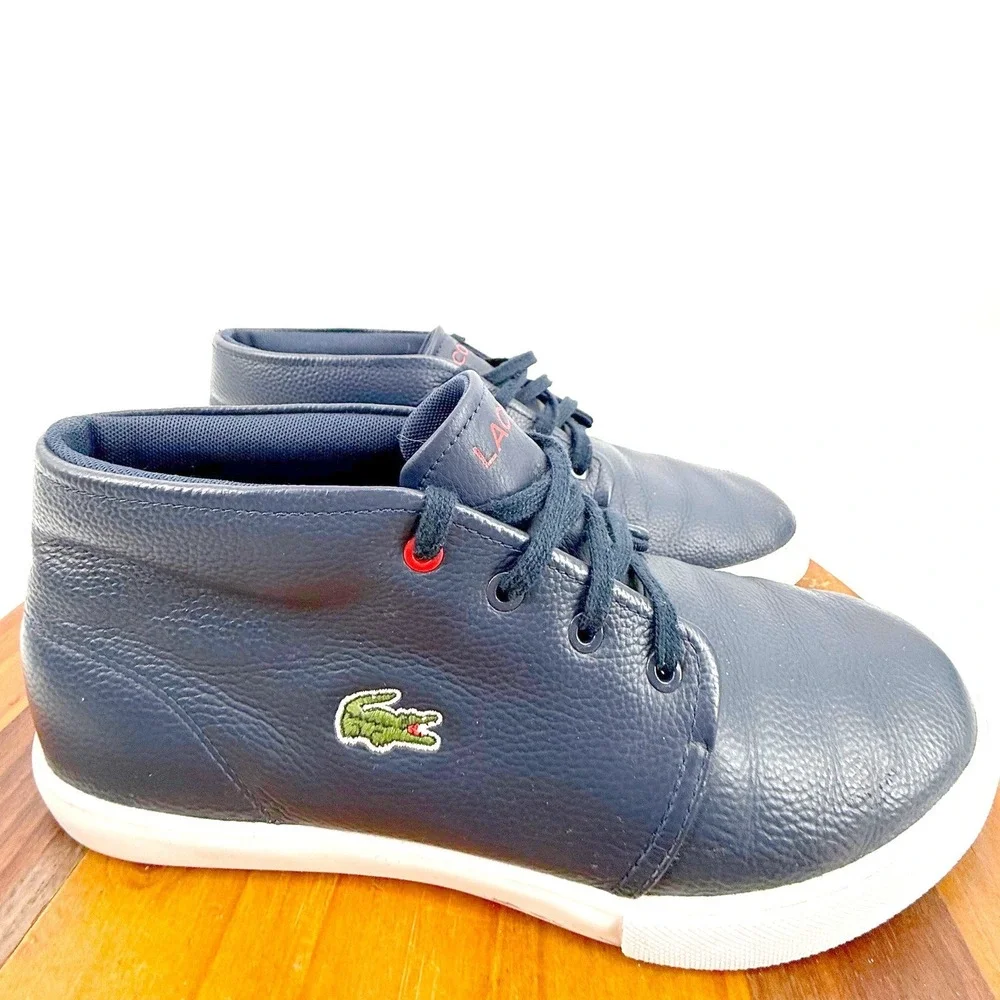 Lacoste Asparta Men's Leather Chukka Sneakers Size 9 Navy Blue Preppy Streetwear